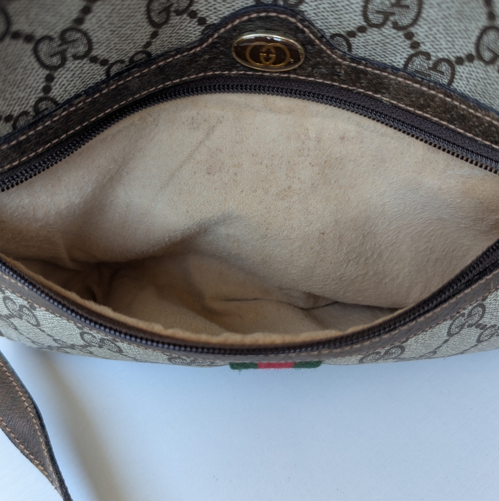 GUCCI VINTAGE GG MONOGRAM CANVAS LEATHER WOMEN'S SHOULDER CROSSBODY BAG - Picture 12 of 12